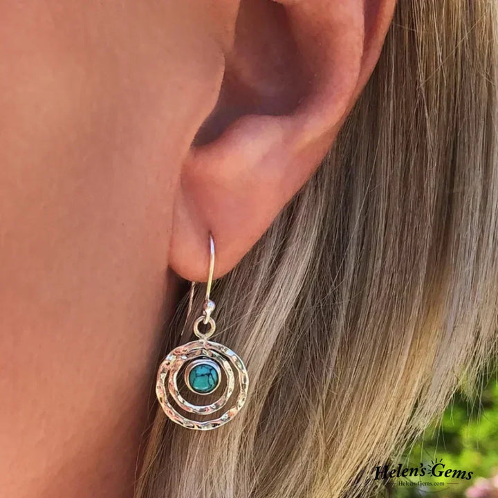 Pendientes Boho Saturno: Turquesa y Oro